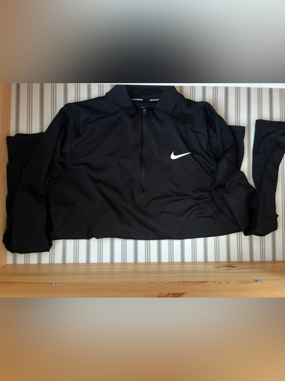 Nike Black  Half-Zip Performance Jacket with White Swoosh